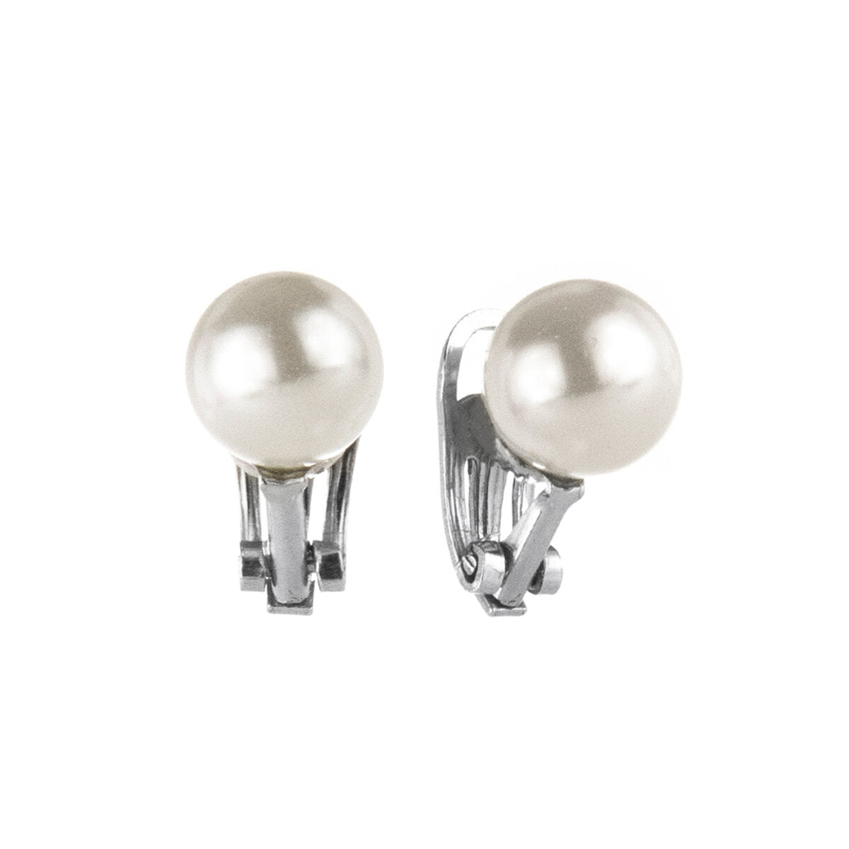 Clip-on earrings with shiny pearl Pearl - White - Sodini Bijoux