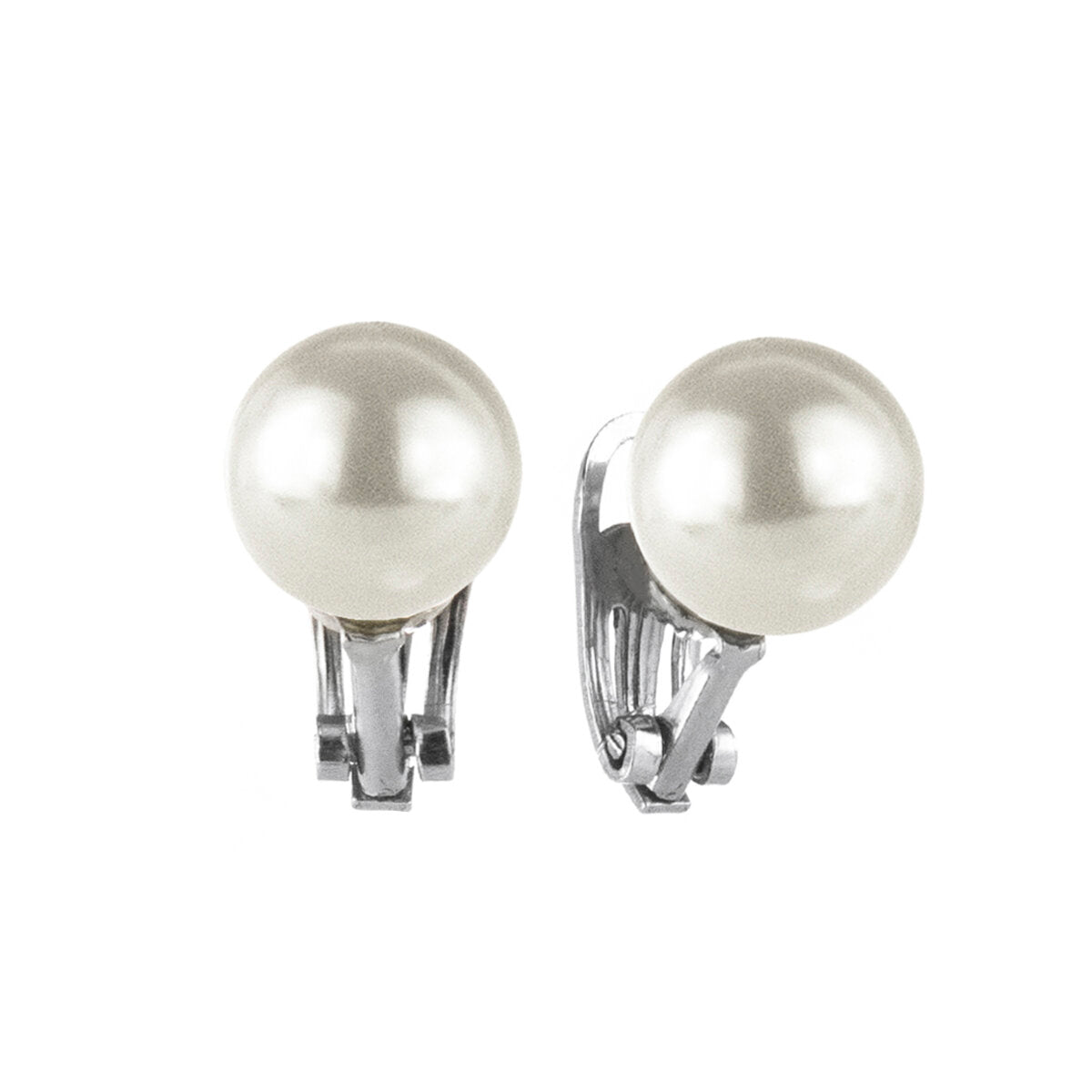 Clip-on earrings with large pearl Pearl - White - Sodini Bijoux