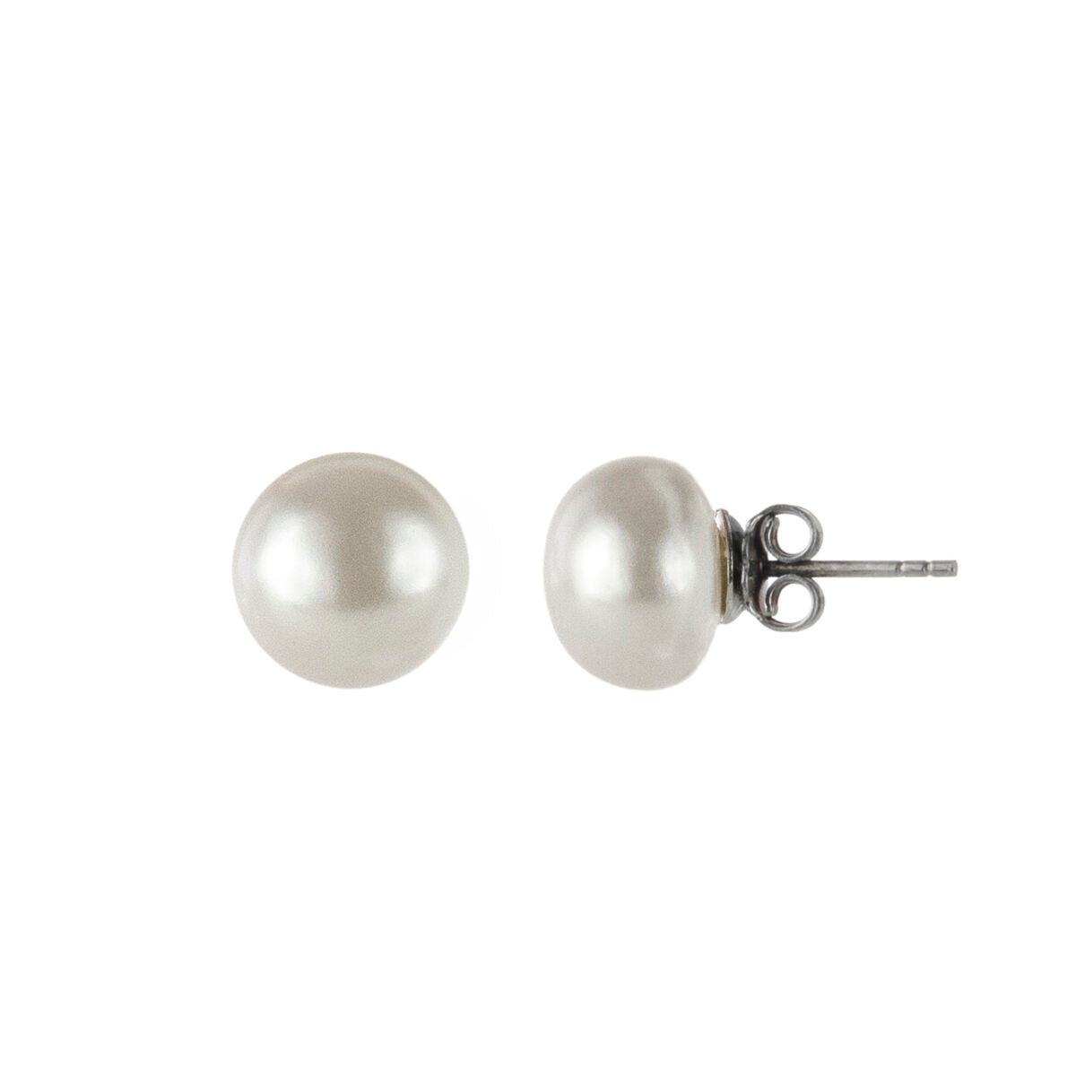 Orecchini con perla oblata Pearl - Bianco - Sodini Bijoux