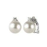 Earrings with small cubic zircon and pearl Pearl - White - Sodini Bijoux