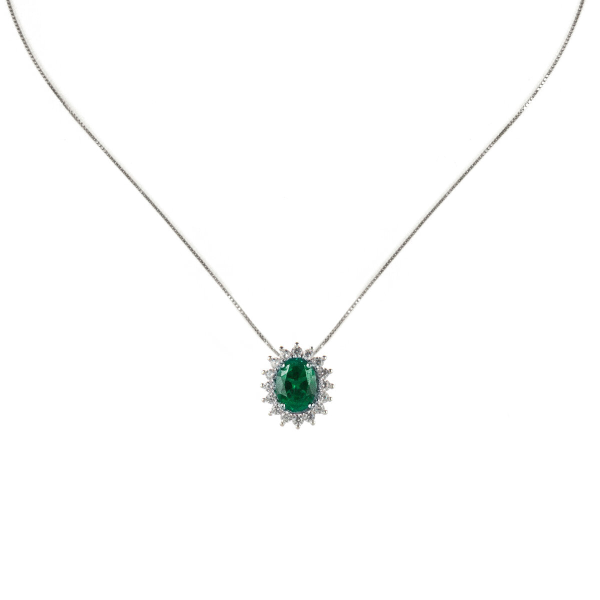 Oval pendant necklace Pearl - Green - Sodini Bijoux