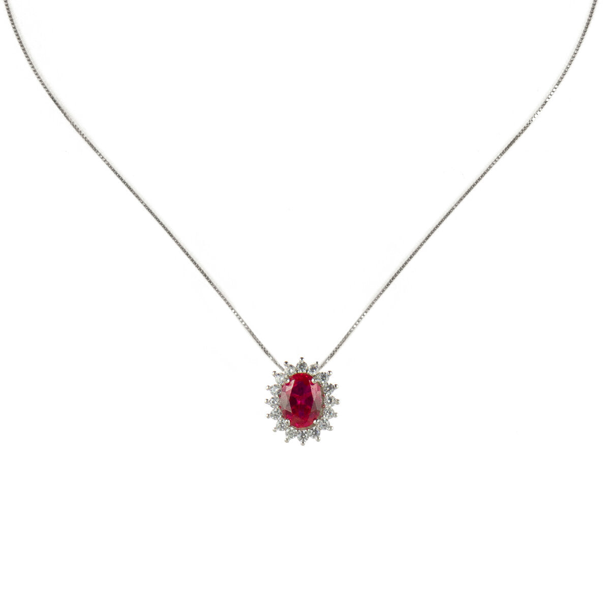 Oval pendant necklace Pearl - Red - Sodini Bijoux