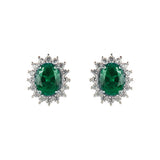 Earrings with cubic zirconia oval Pearl - Green - Sodini Bijoux