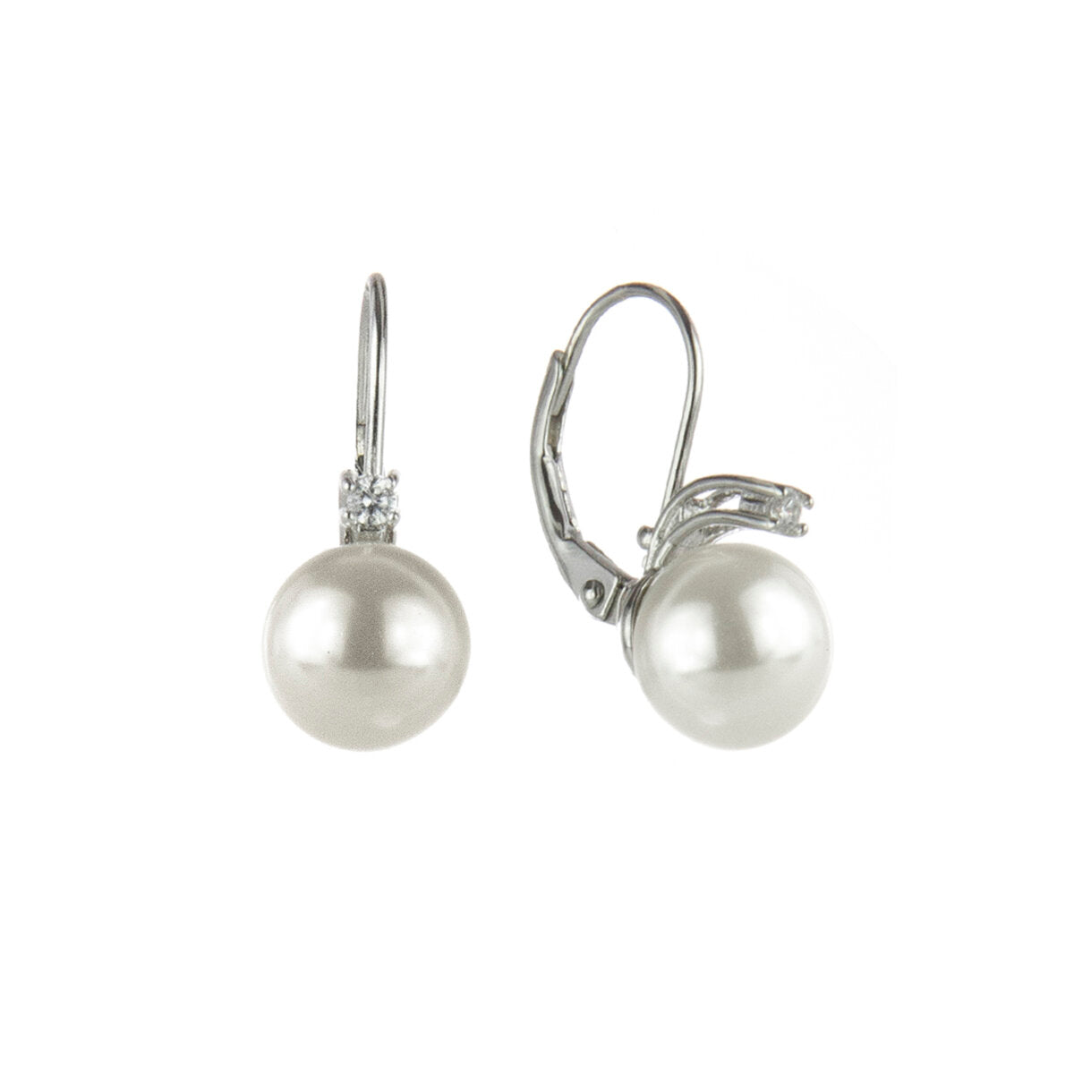 Small pearl and cubic zirconia earrings Pearl - White - Sodini Bijoux