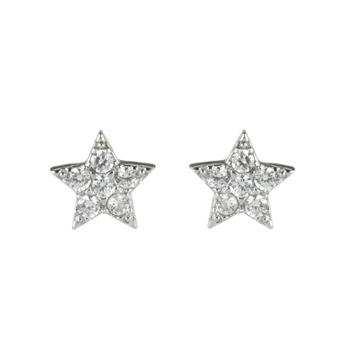 Star earrings with cubic zirconia Pearl - White - Sodini Bijoux