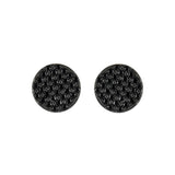 Button earrings with cubic zirconia pave Pearl - Black - Sodini Bijoux