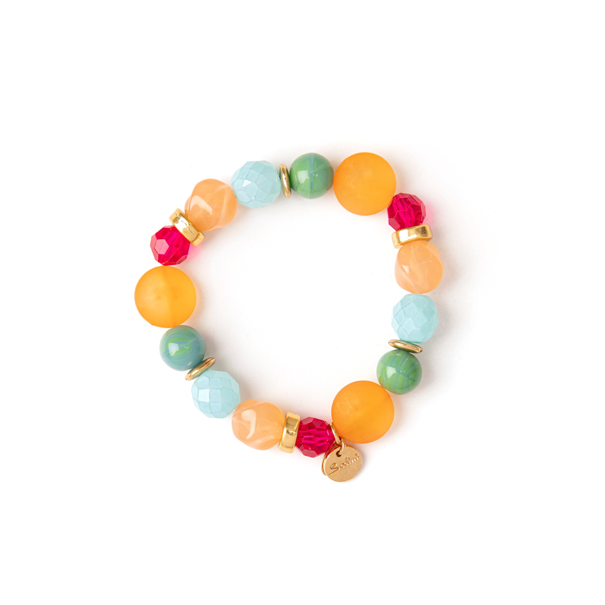 Bracciale elastico boule, perline e charm Sunrise - Multicolor - Sodini Bijoux