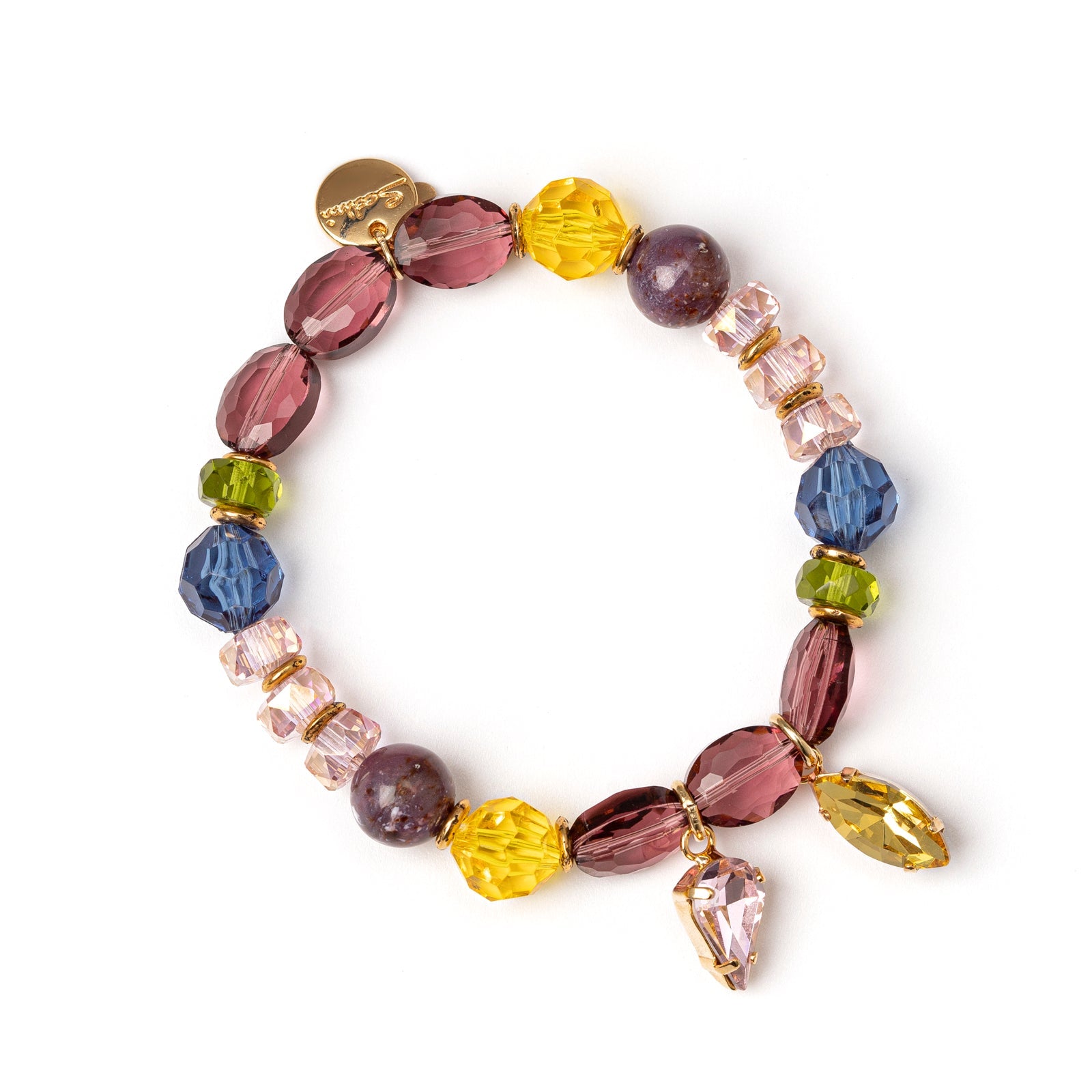 Elastic bracelet with two pendants Hermitage - Multicoloured - Sodini Bijoux