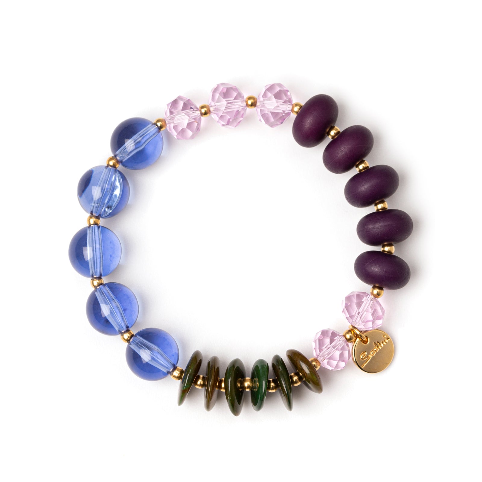 Elastic bracelet with large boules and bonbons Hermitage - Multicoloured - Sodini Bijoux