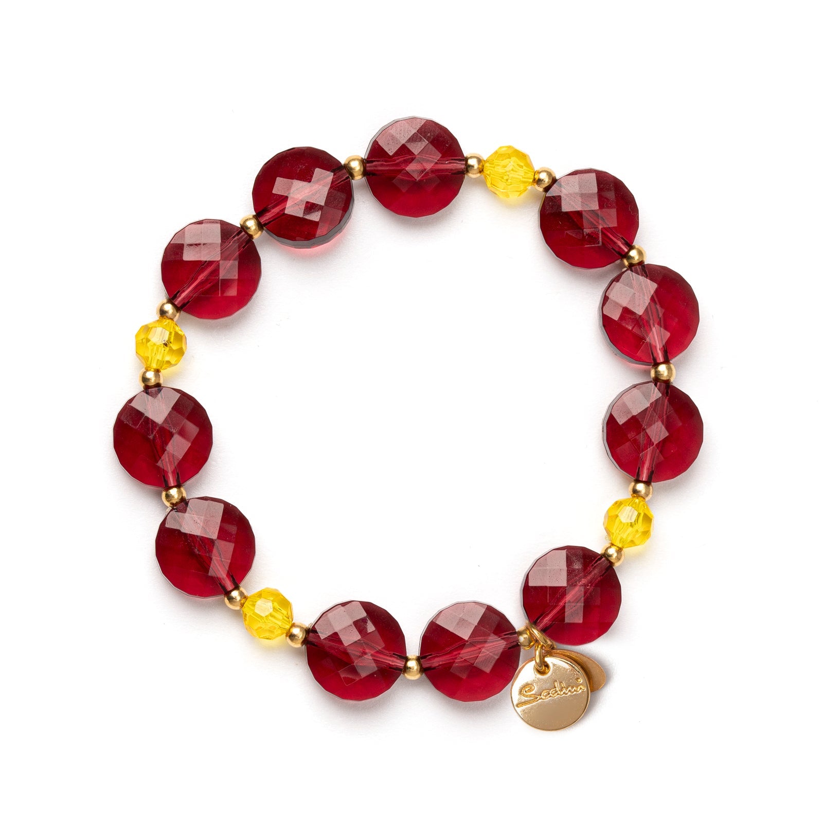 Elastic bracelet with large bonbons Hermitage - Red - Sodini Bijoux