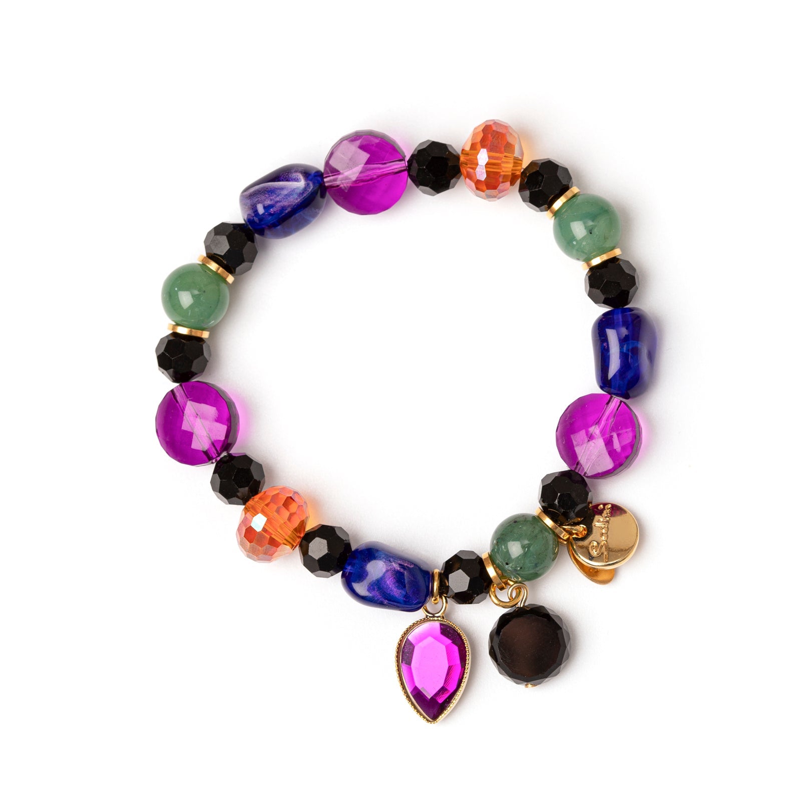 Bracciale elastico con due pendenti Colleen - Multicolor - Sodini Bijoux