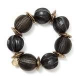 Bracciale elastico con grandi boule Masai - Nero - Sodini Bijoux