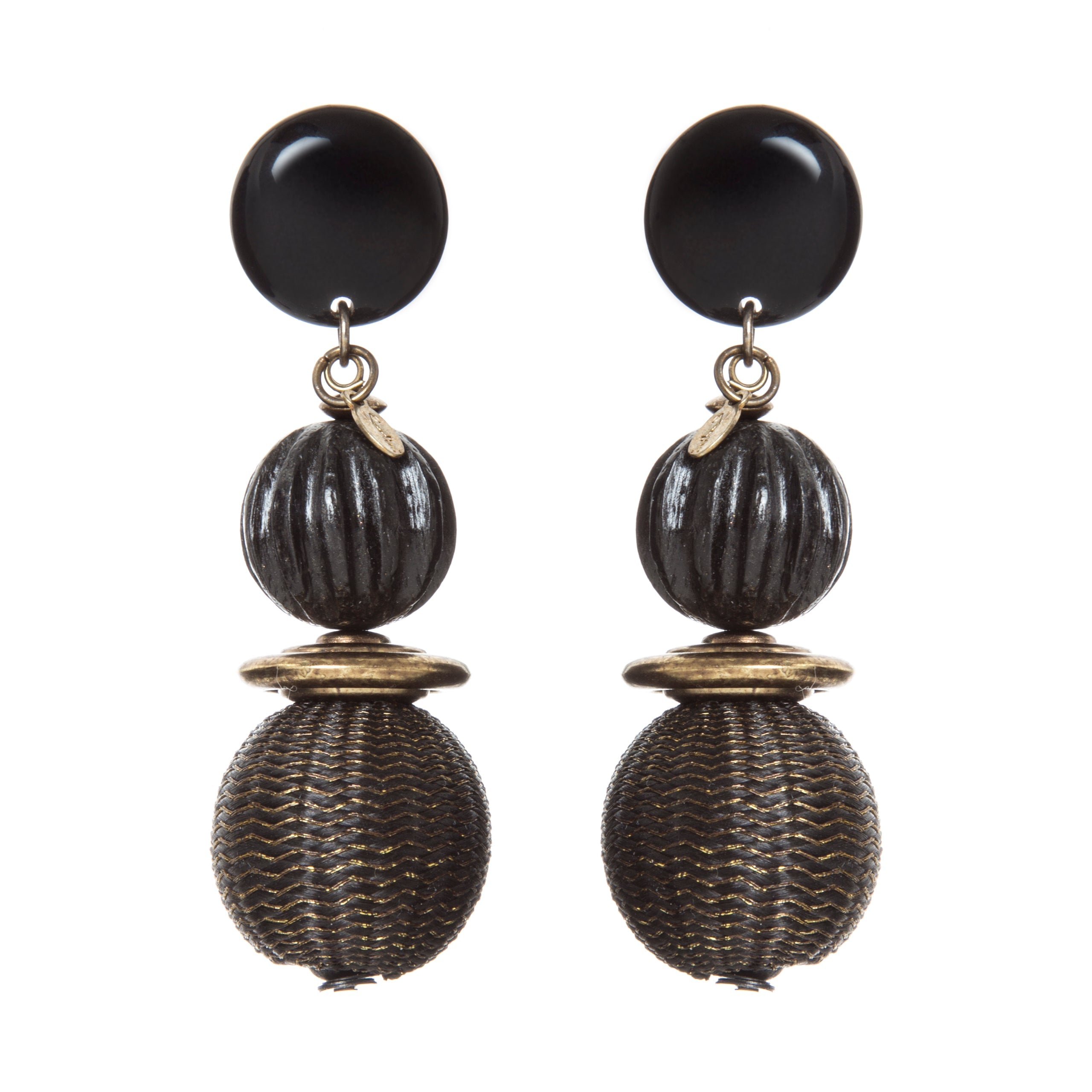 Orecchini con boule pendenti Masai - Nero - Sodini Bijoux