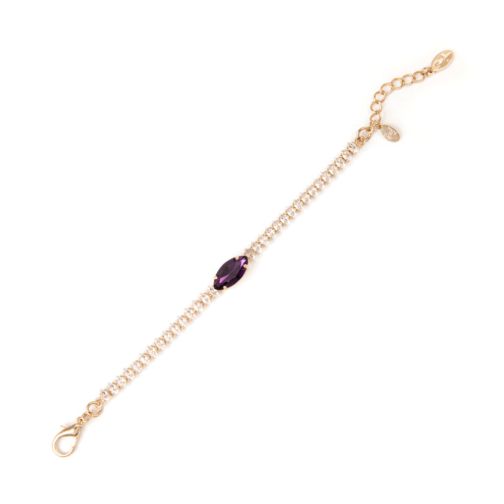 Bracciale con cristalli e grande navette Fly - Viola - Sodini Bijoux