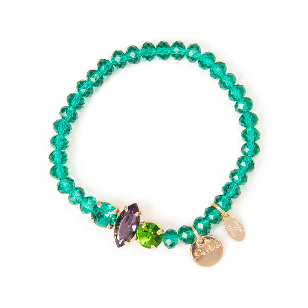 Bracciale elastico con perline e navette Fly - Verde - Sodini Bijoux