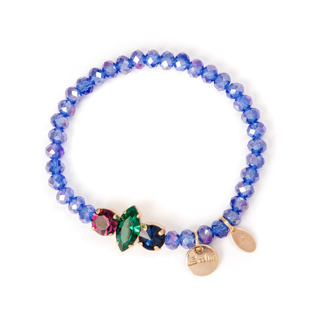 Bracciale elastico con perline e navette Fly - Blu - Sodini Bijoux