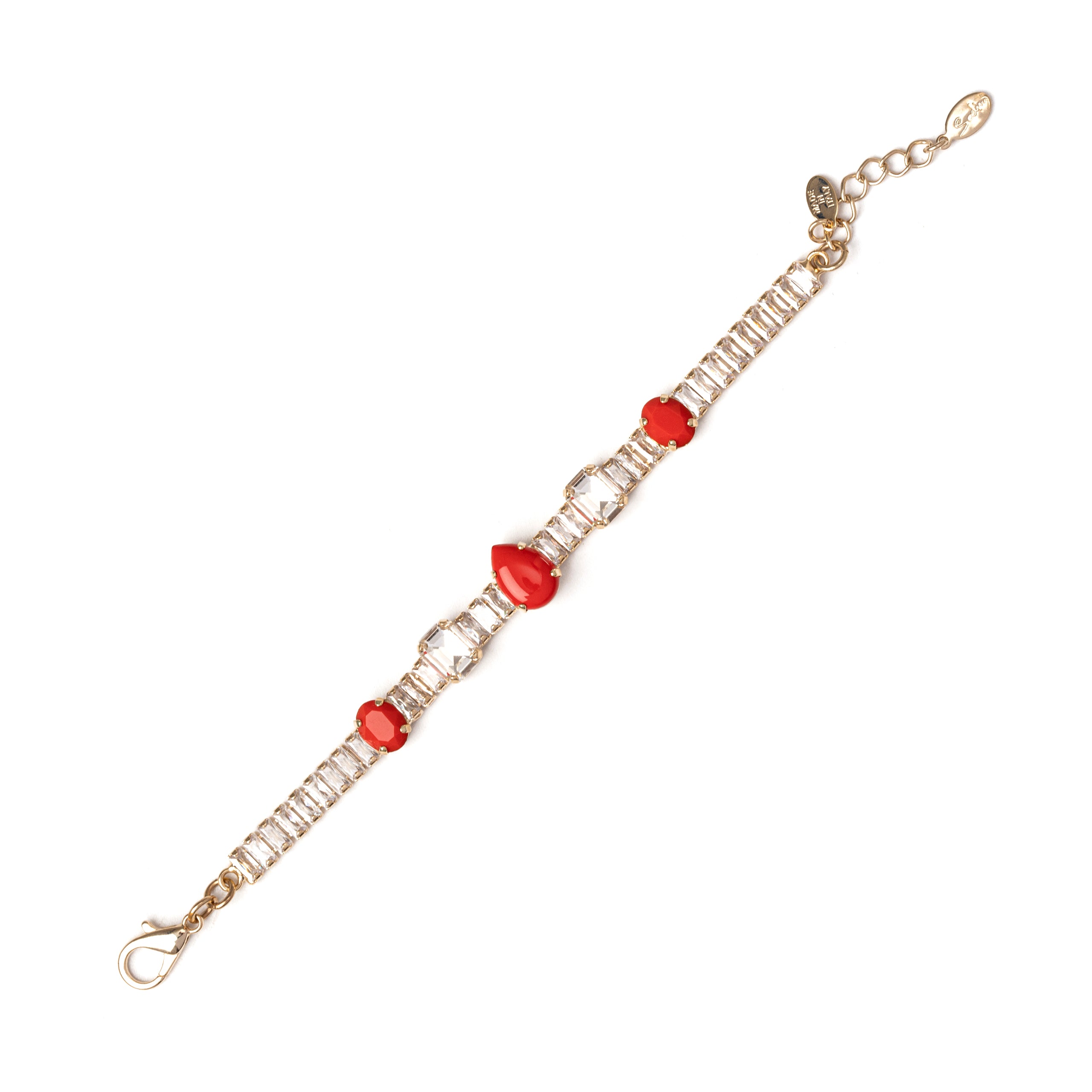 Bracciale di zirconi e charm Faville rosso - Rosso - Sodini Bijoux