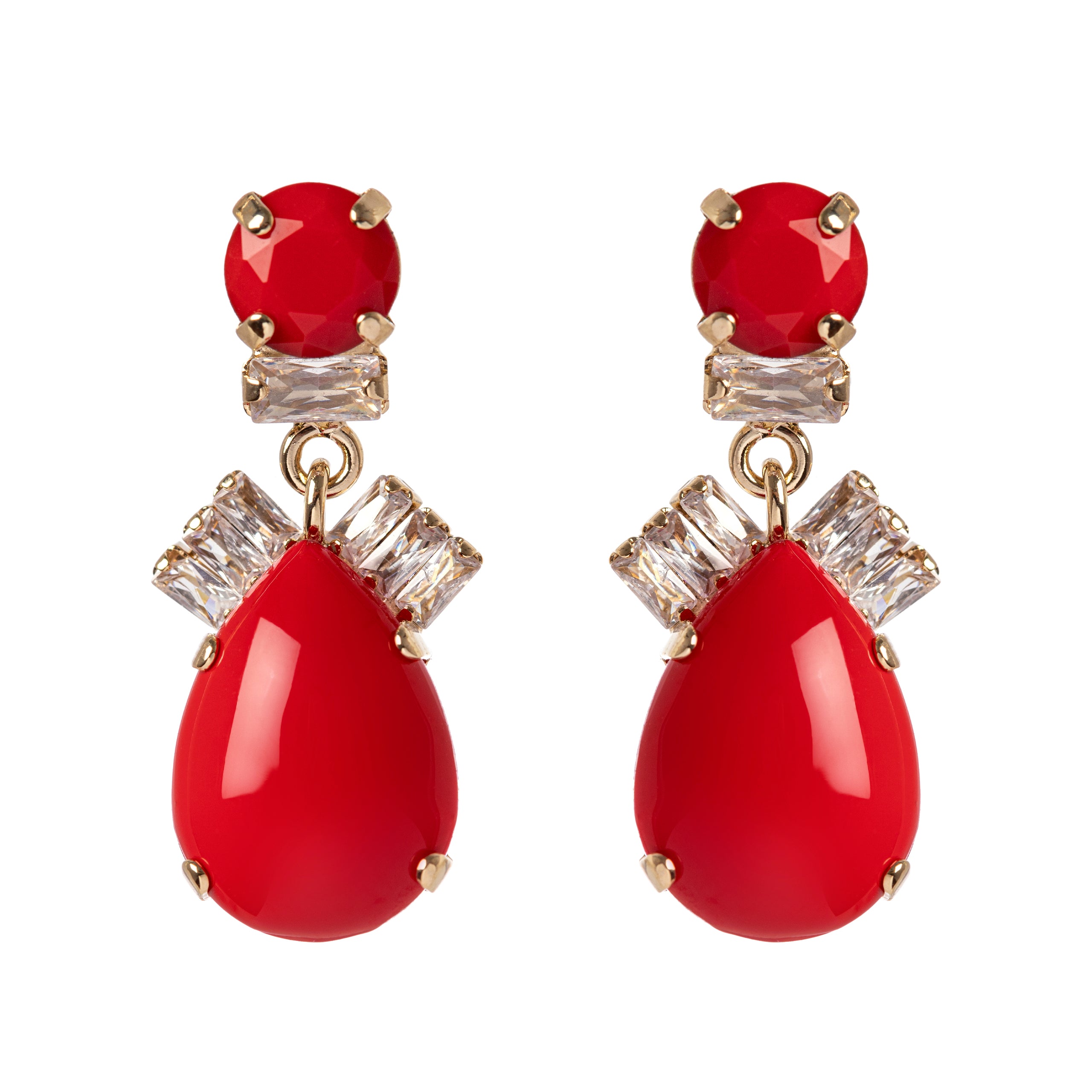 Orecchini con pendente a goccia Faville rosso - Rosso - Sodini Bijoux