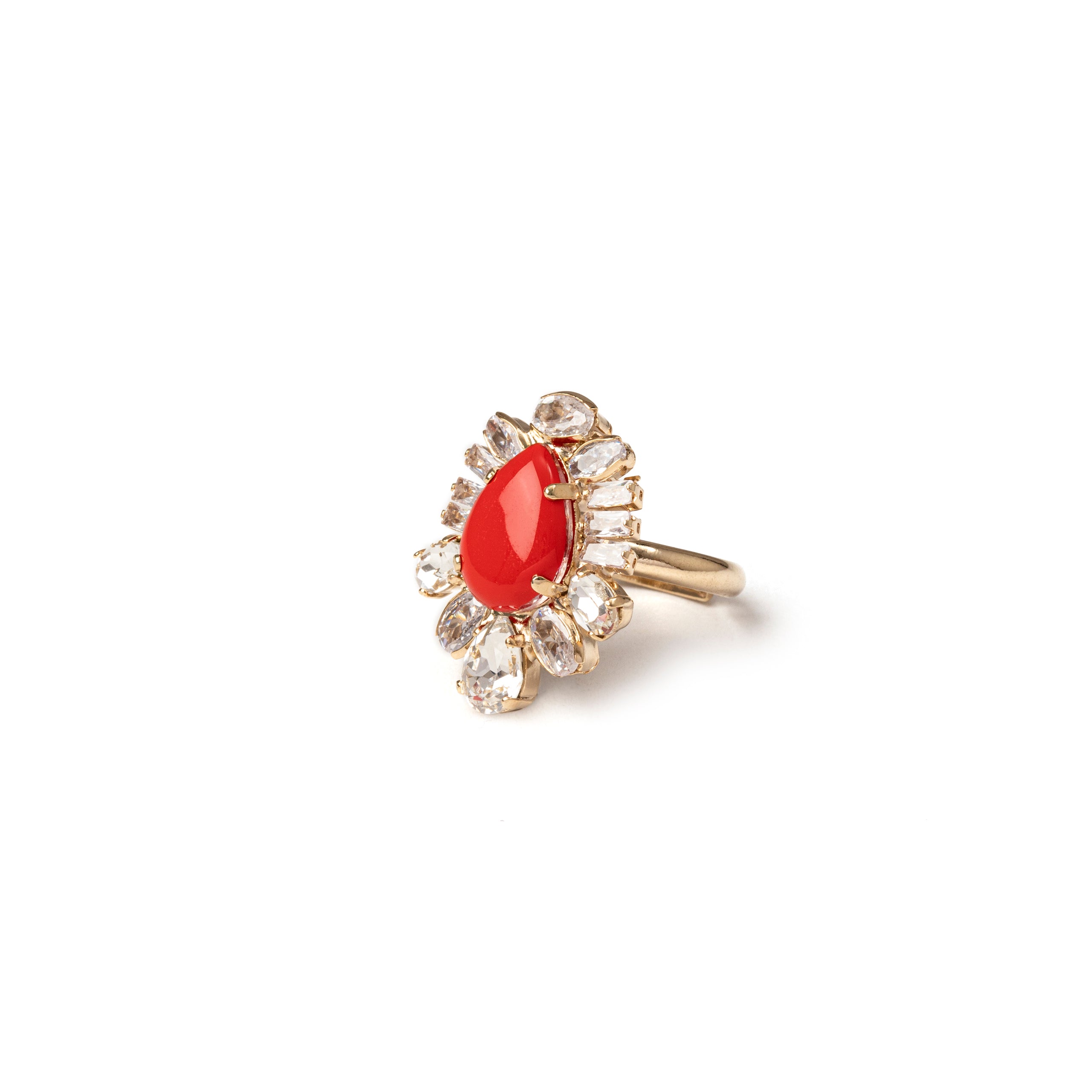 Anello con top goccia e zirconi Faville rosso - Rosso - Sodini Bijoux
