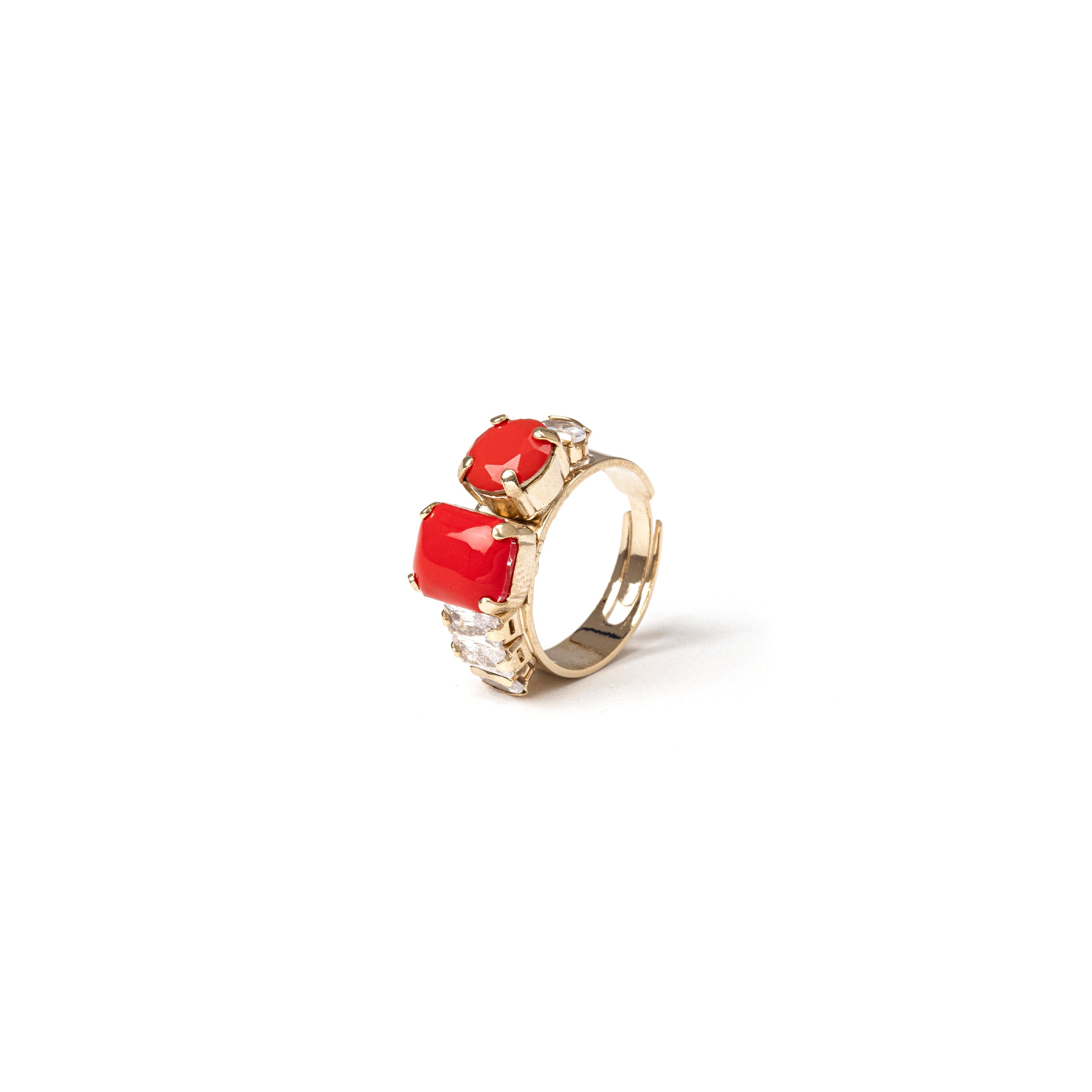 Anello con top a striscia Faville rosso - Rosso - Sodini Bijoux