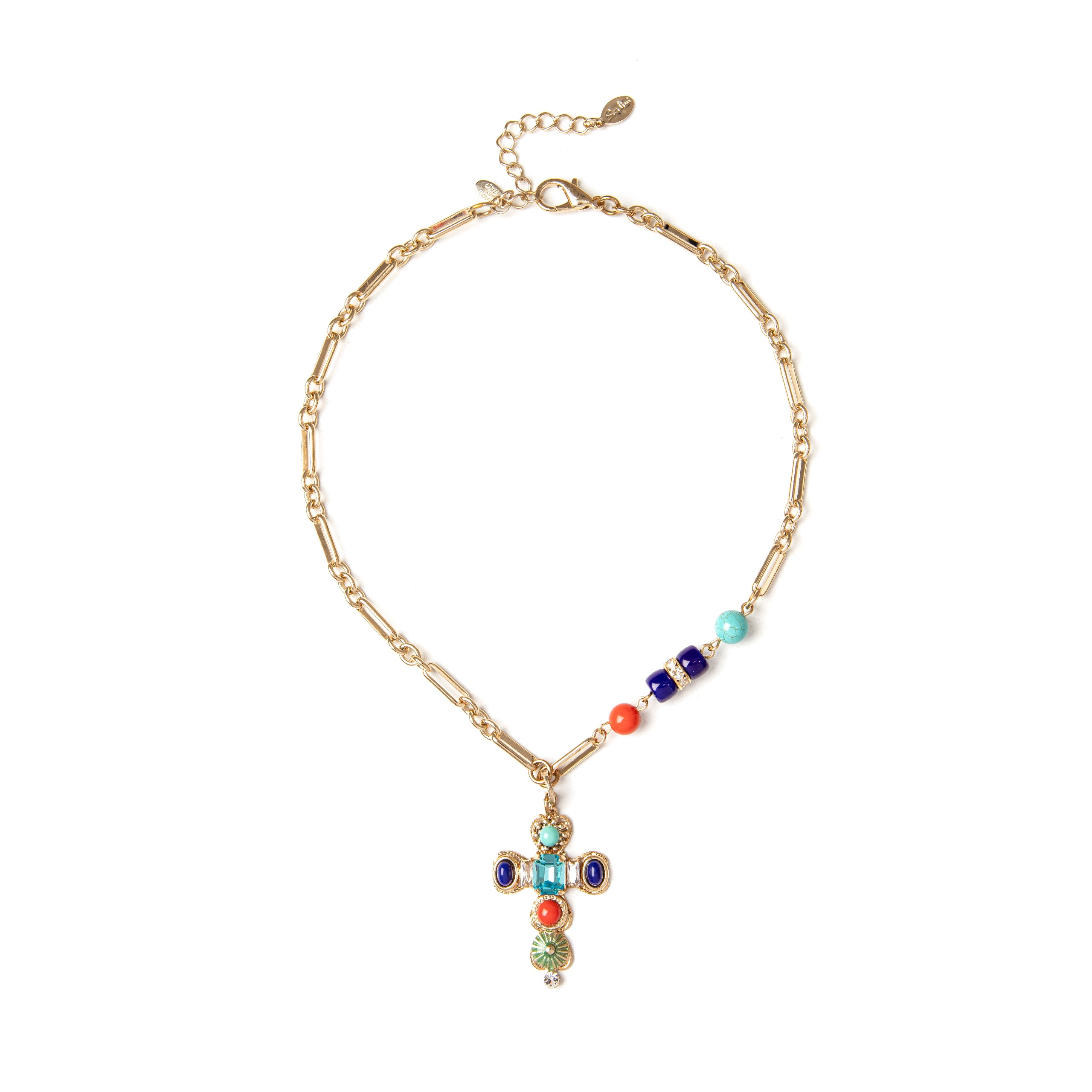 Girocollo con croce pendente Magdalena - Multicolor - Sodini Bijoux