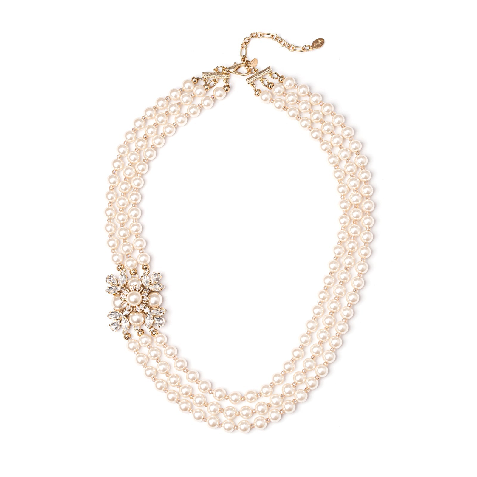 Collana a tre fili di perle Olga - Oro e bianco - Sodini Bijoux