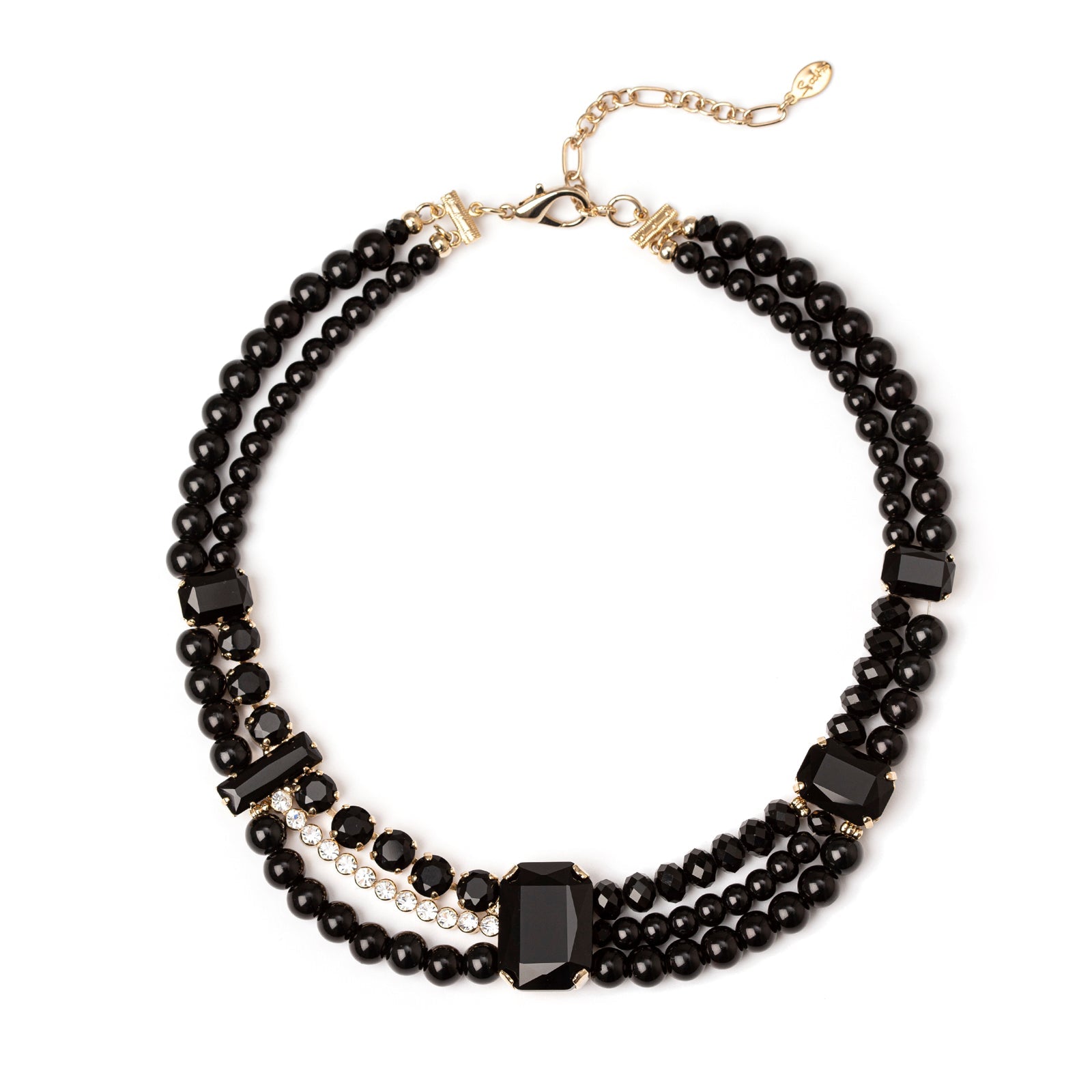 Choker with two threads Madame - Black - Sodini Bijoux