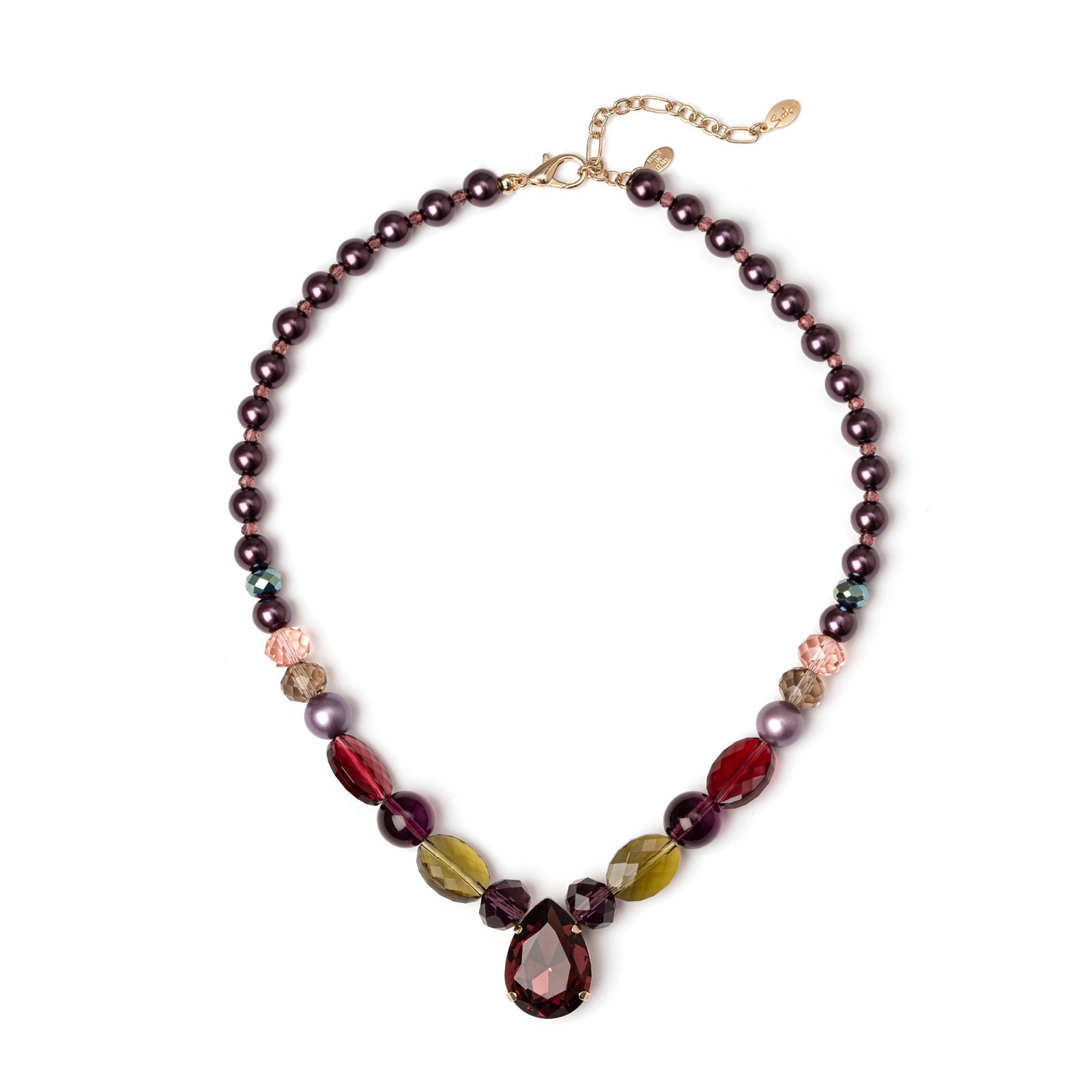 Collana boule, bonbon e cristallo a goccia Madame - Multicolor - Sodini Bijoux