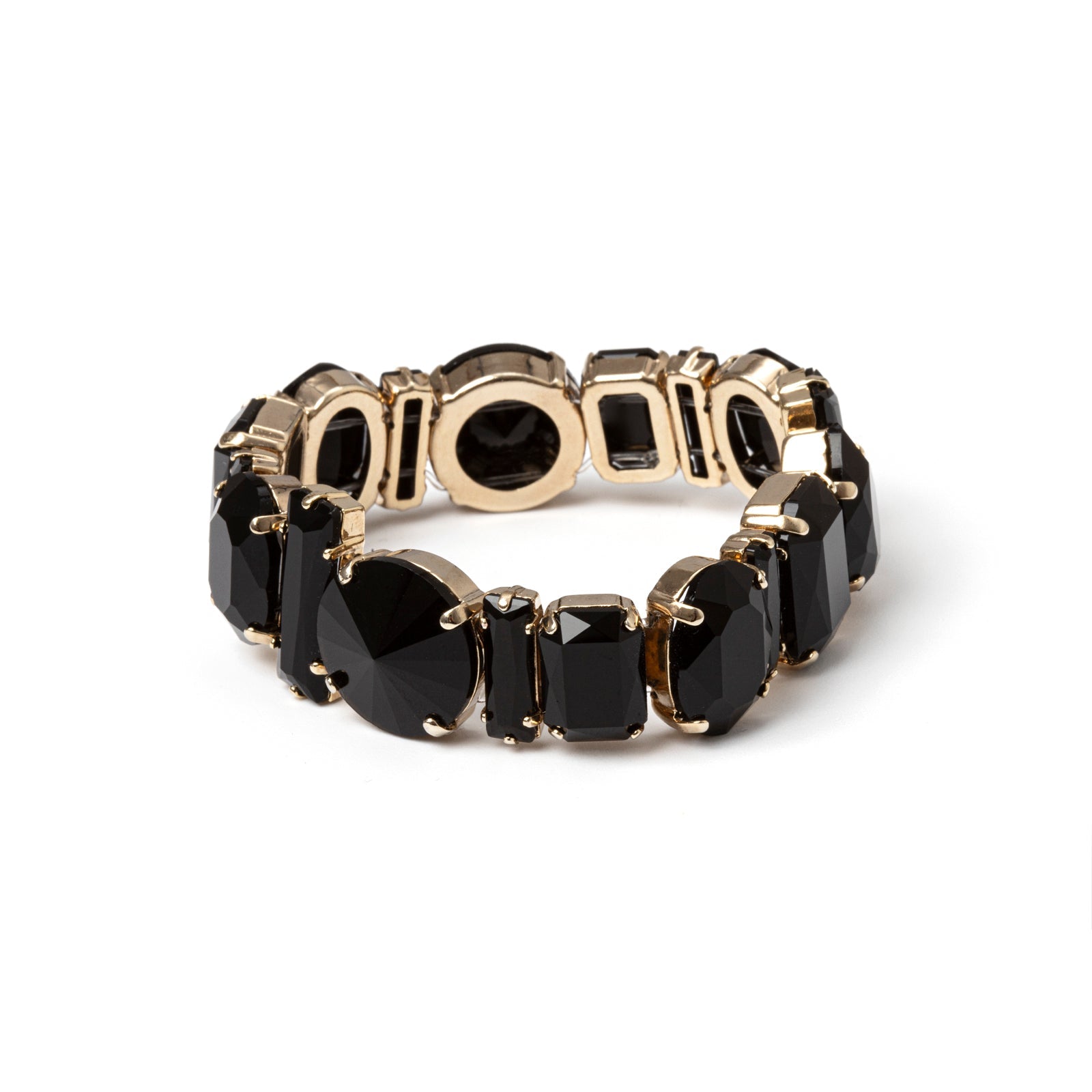 Bracciale elastico a grandi cristalli Madame - Nero - Sodini Bijoux