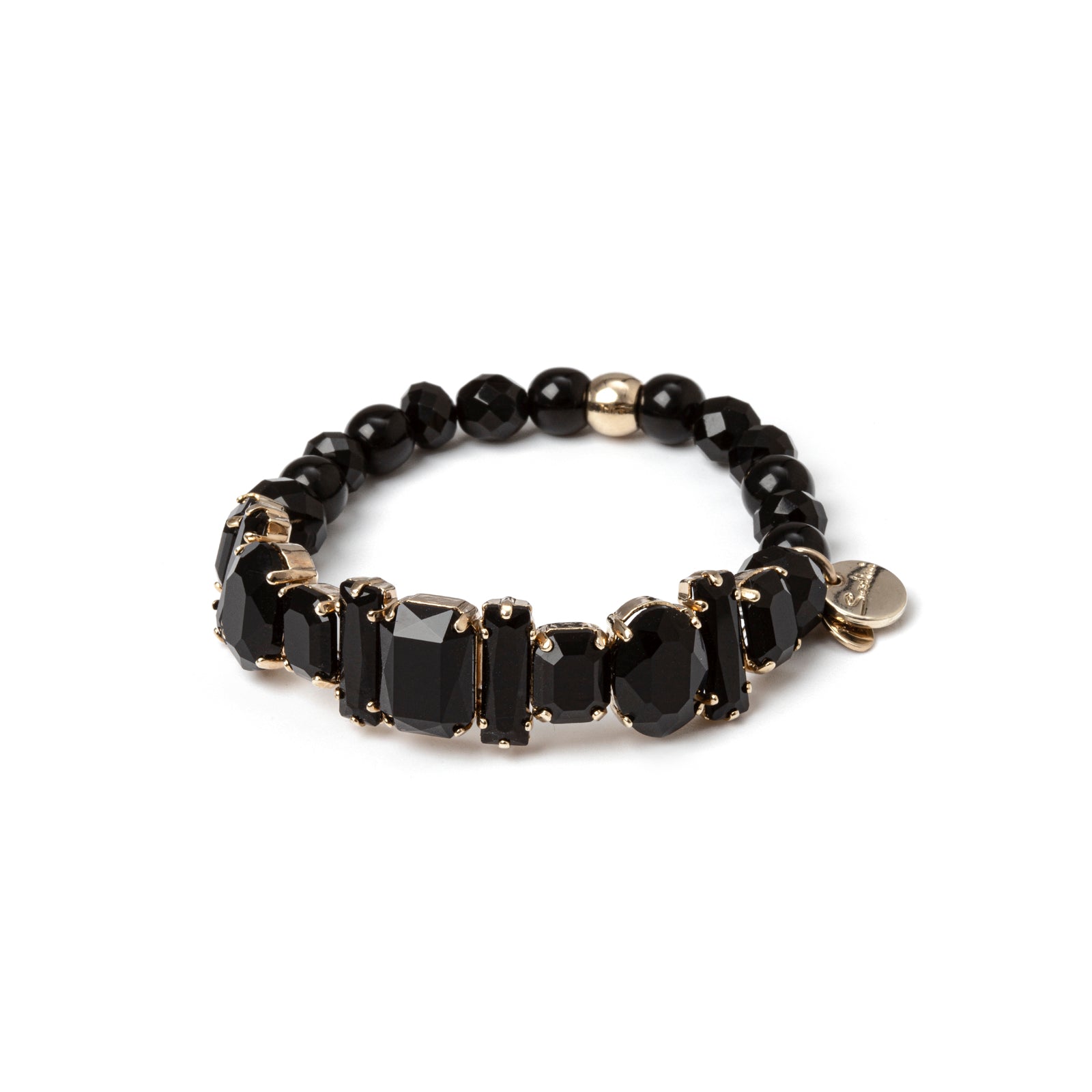 Bracciale elastico boule e cristalli Madame - Nero - Sodini Bijoux