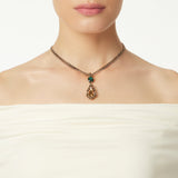 Groumette choker with drop-shaped pendant La reve - Yellow - Sodini Bijoux