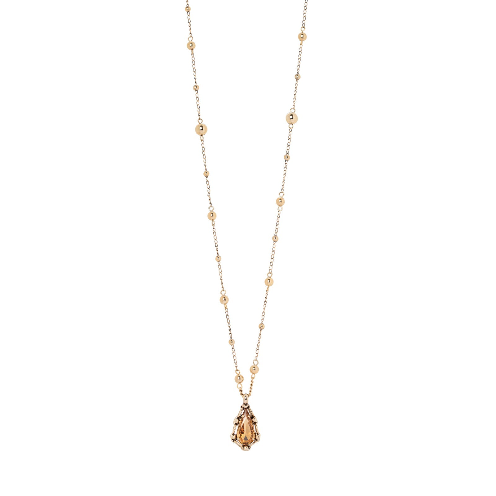 Long necklace with drop-shaped pendant La reve - Yellow - Sodini Bijoux