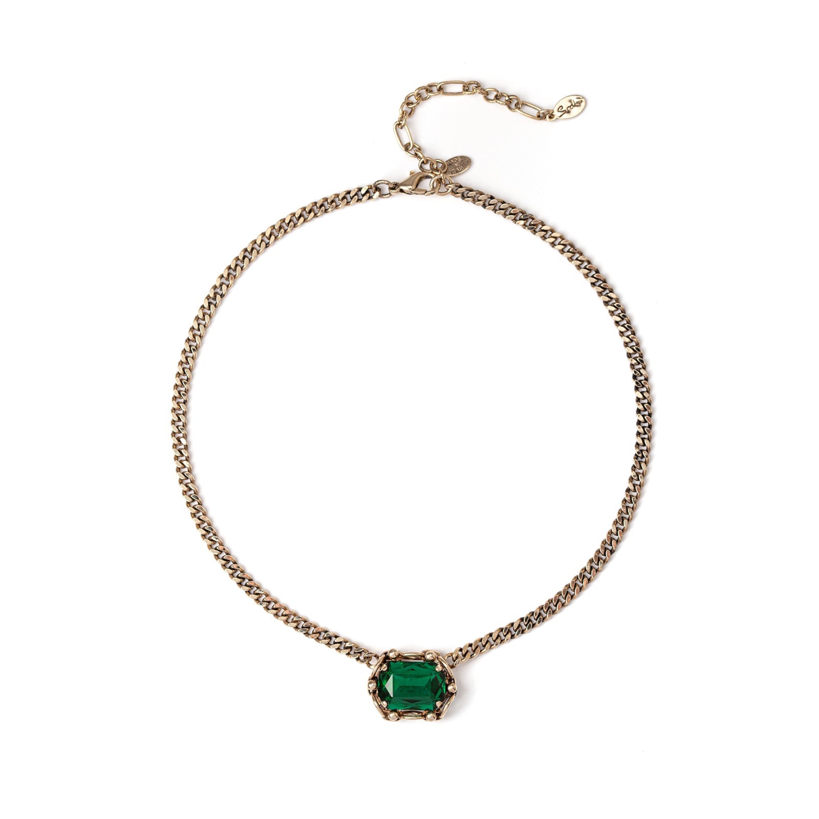 Groumette choker and large crystal La reve - Green - Sodini Bijoux