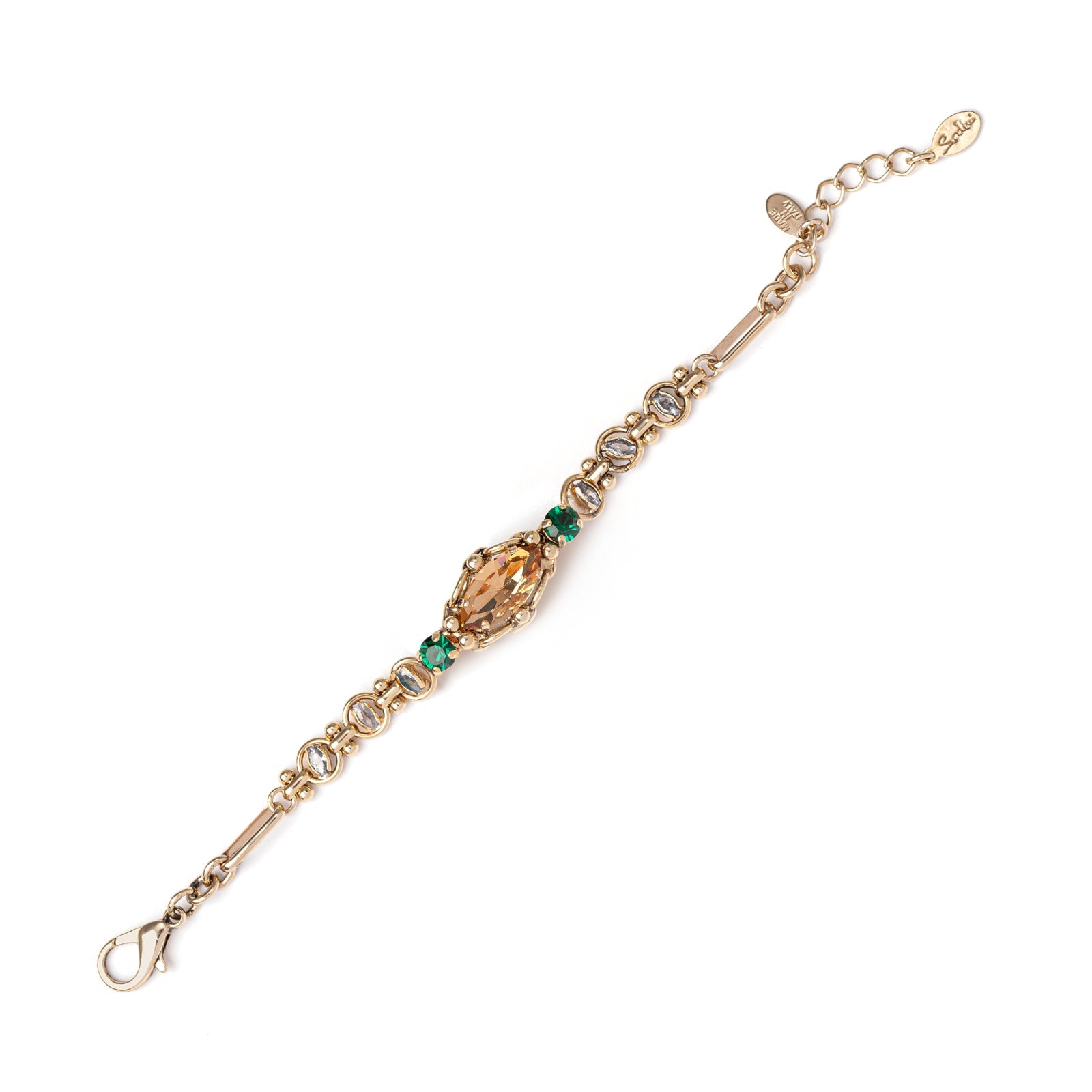 Bracelet with chain and navette crystal La reve - Yellow - Sodini Bijoux