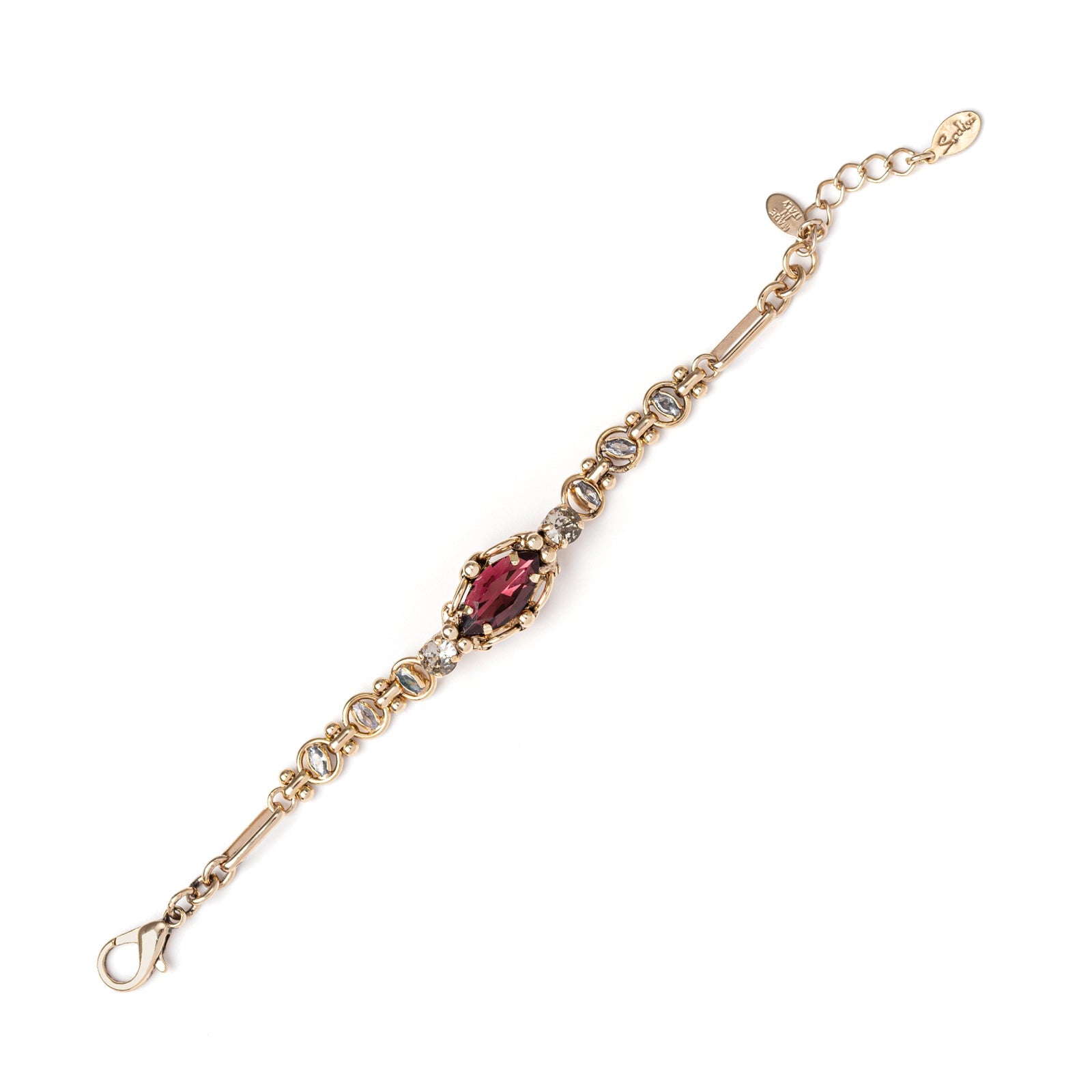 Bracelet with chain and navette crystal La reve - Viola - Sodini Bijoux