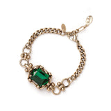 Groumette bracelet and octagonal crystal La reve - Green - Sodini Bijoux