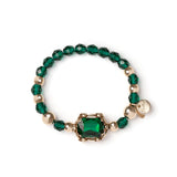 Elastic bracelet with beads and boules La reve - Green - Sodini Bijoux