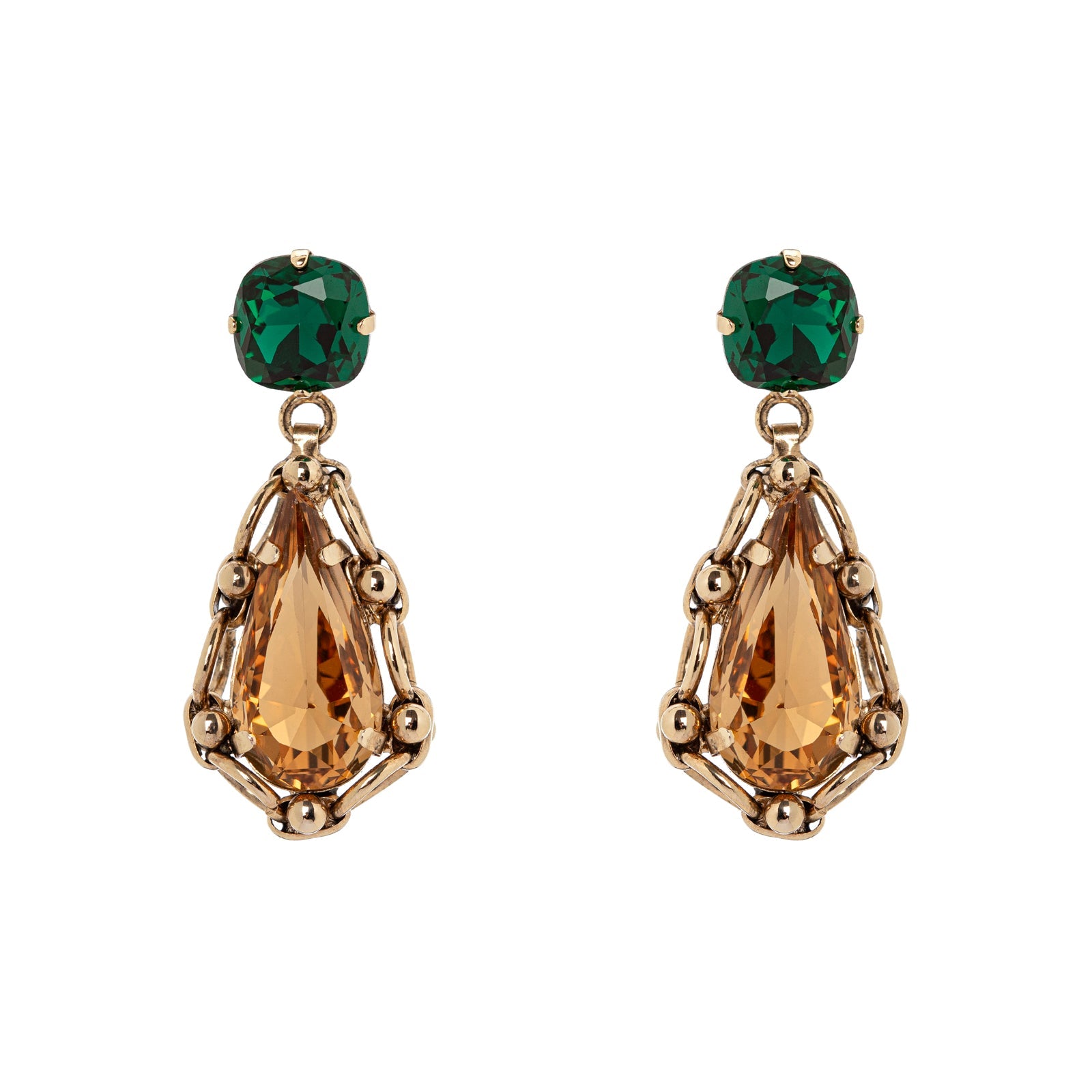 Earrings with drop shaped pendant La reve - Yellow - Sodini Bijoux