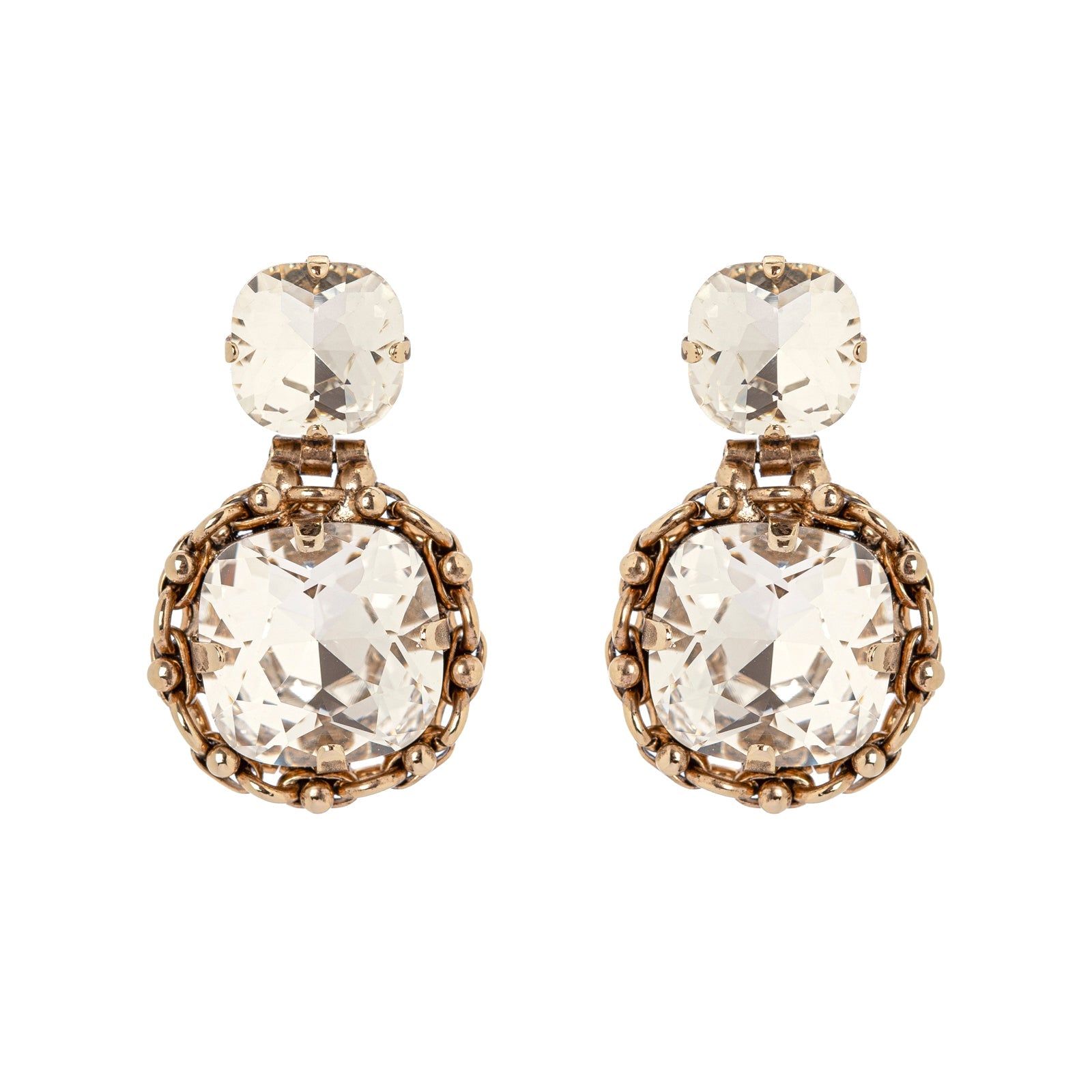 Earrings with two clear crystals La reve - White - Sodini Bijoux