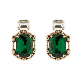 Earrings with two geometric crystals La reve - Green - Sodini Bijoux