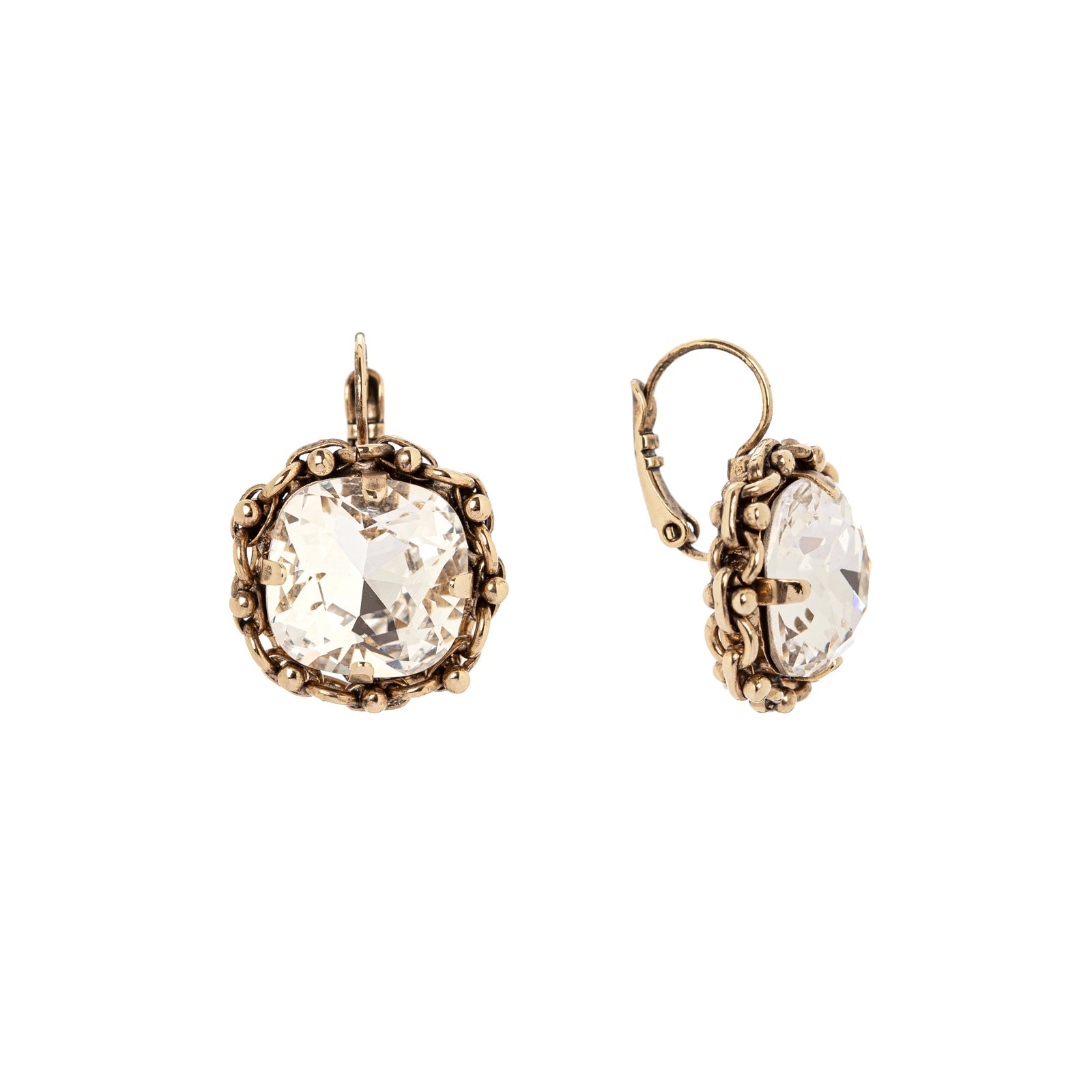 French clip earrings with clear crystal La reve - White - Sodini Bijoux