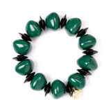 Bracciale elastico con grandi pietre lisce Capua - Verde - Sodini Bijoux