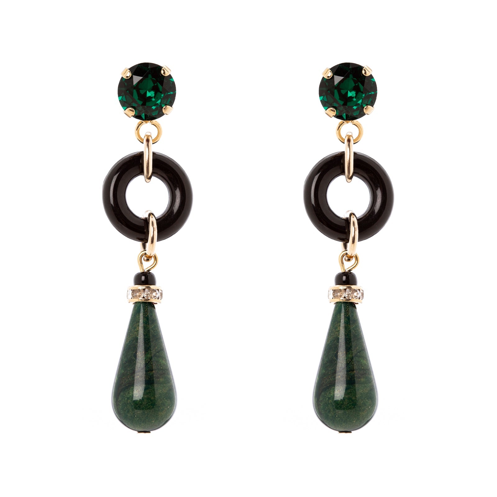 Orecchini con anellino e goccia Capua - Verde - Sodini Bijoux