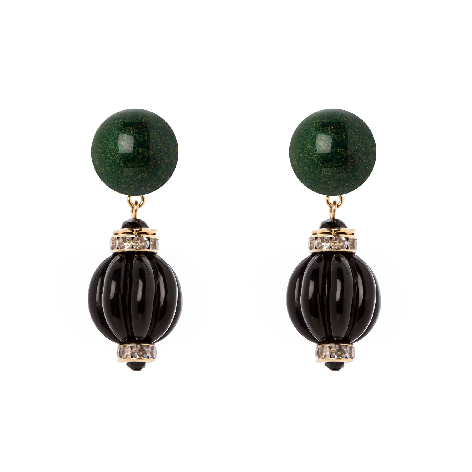 Orecchini con boule a spicchi Capua - Verde - Sodini Bijoux