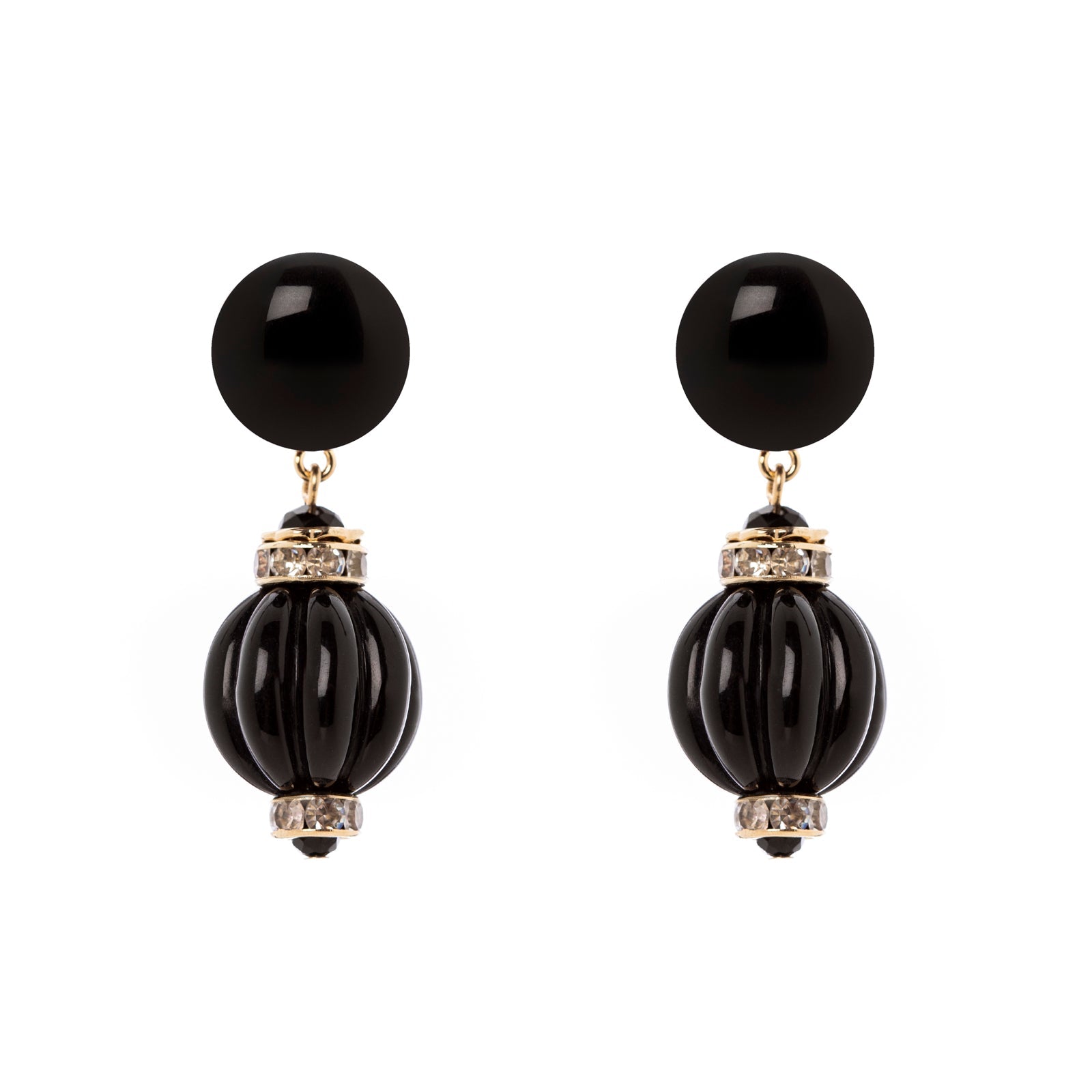 Orecchini con boule a spicchi Capua - Nero - Sodini Bijoux