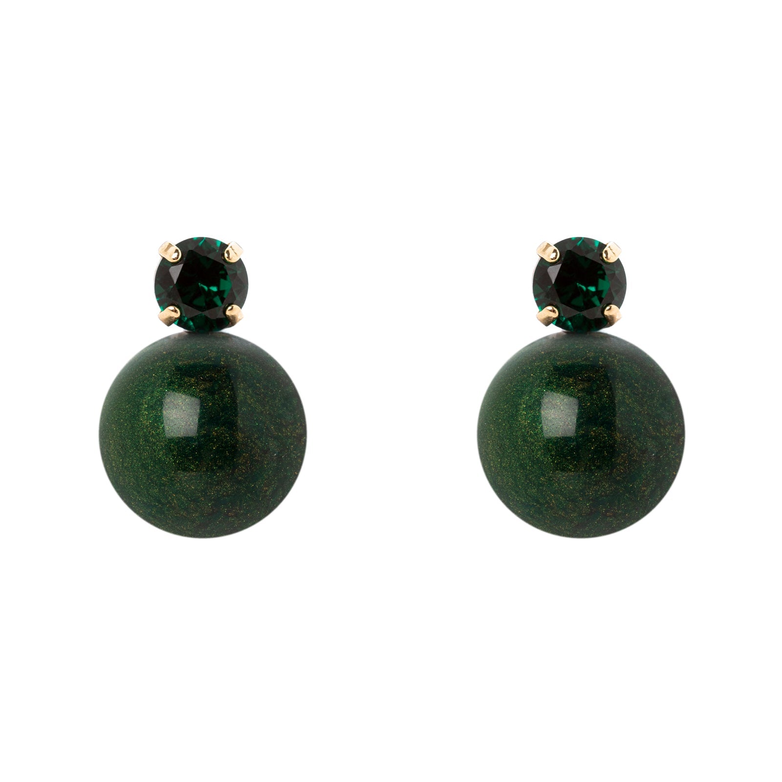 Orecchini cristallo e boule Capua - Verde - Sodini Bijoux