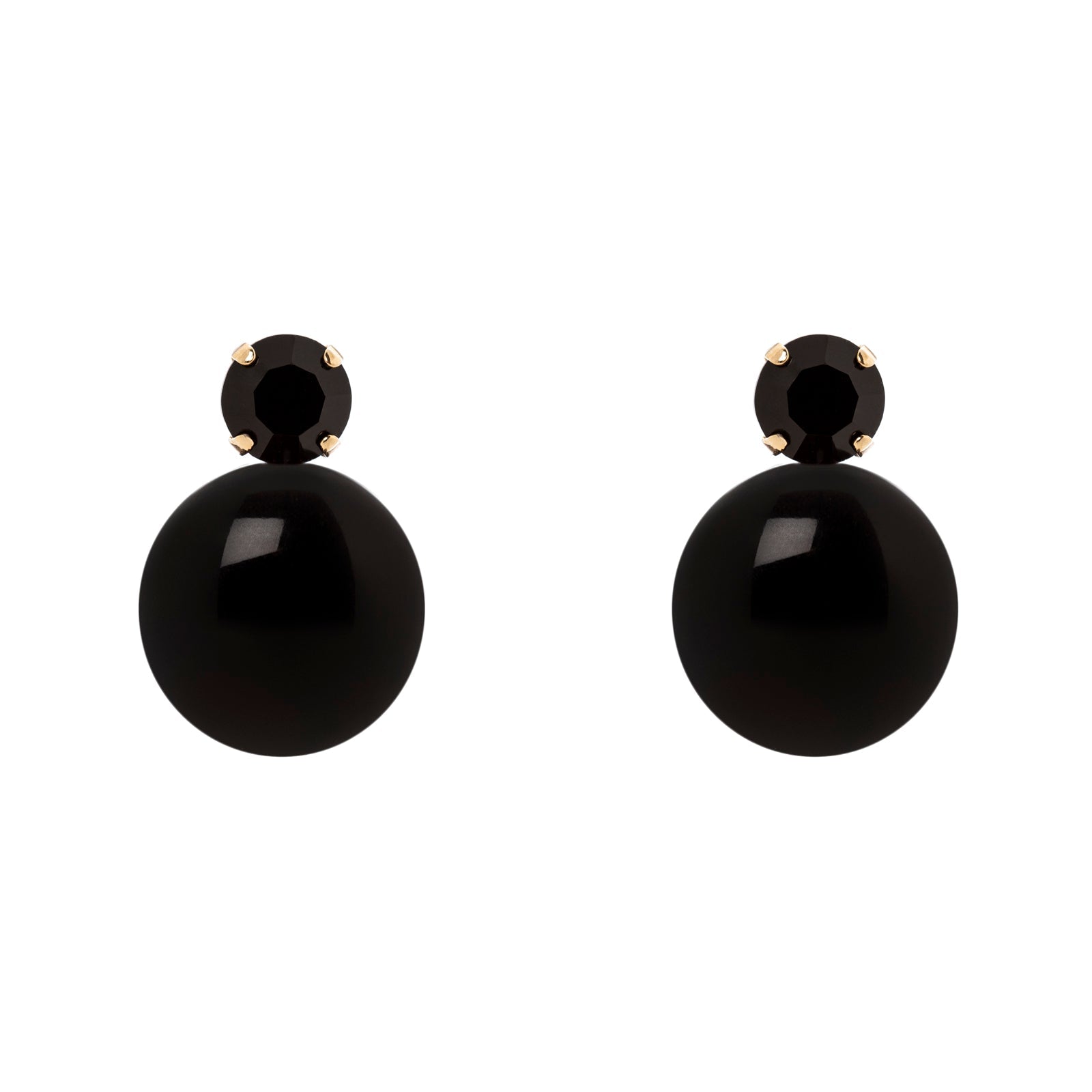 Orecchini cristallo e boule Capua - Nero - Sodini Bijoux