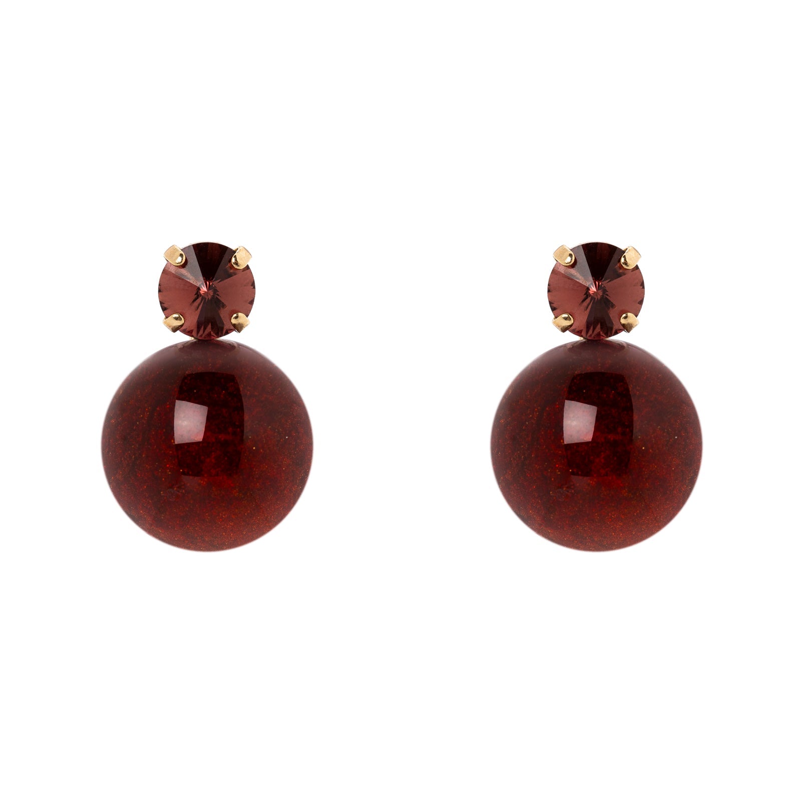 Orecchini cristallo e boule Capua - Rosso - Sodini Bijoux