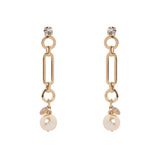 Rhinestone, chain and pearl earrings Kelly - White - Sodini Bijoux