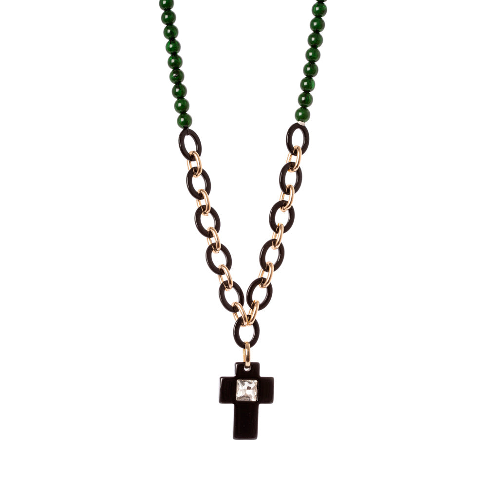 Collana con croce pendente Latina - Verde - Sodini Bijoux